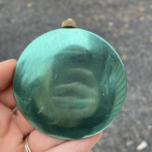 2 3/4" Reflective Blue Green Teal CLOCK PARTS Pendulum Bob 20th C. VINTAGE - Picture 8 of 9